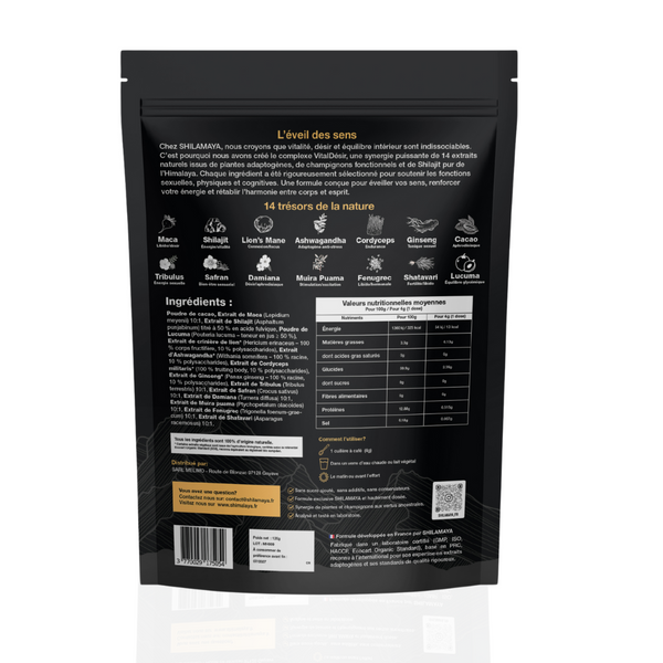 Complexe VitalDésir – Shilajit & Plantes Adaptogènes (poudre 120g)