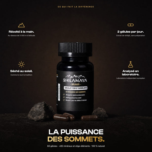 Récolté à la main au-dessus de 5 000 m, séché au soleil, analysé en laboratoire - 2 gélules par jour