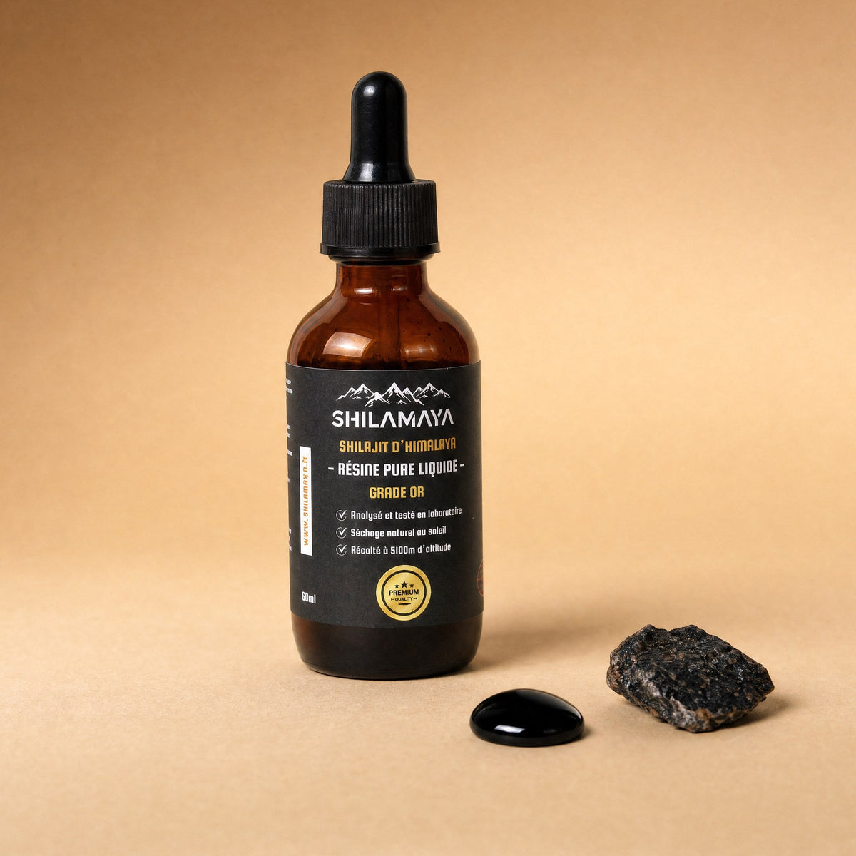 Shilajit liquide SHILAMAYA - flacon de 60 ml avec pipette