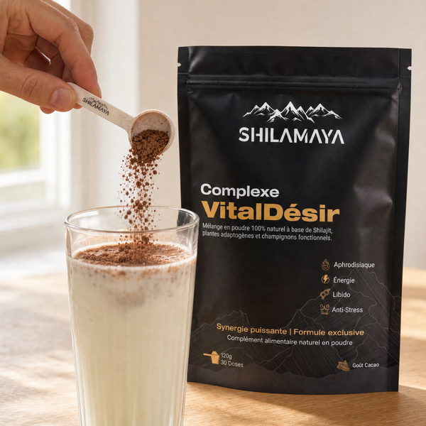 Complexe VitalDésir – une dose versée dans un verre de lait
