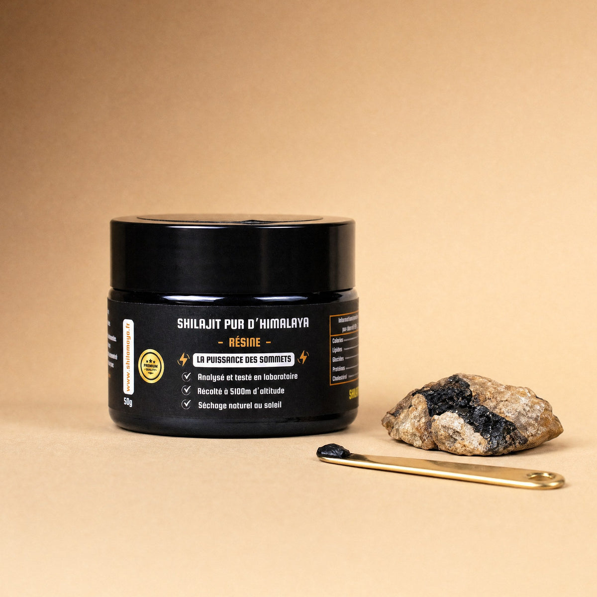 Résine de Shilajit pur d'Himalaya SHILAMAYA - pot de 50 g